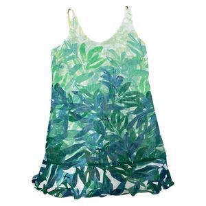 Cabi, Green/Yellow Tropical Leaf Mini Dress, Medium, Polyester, Used